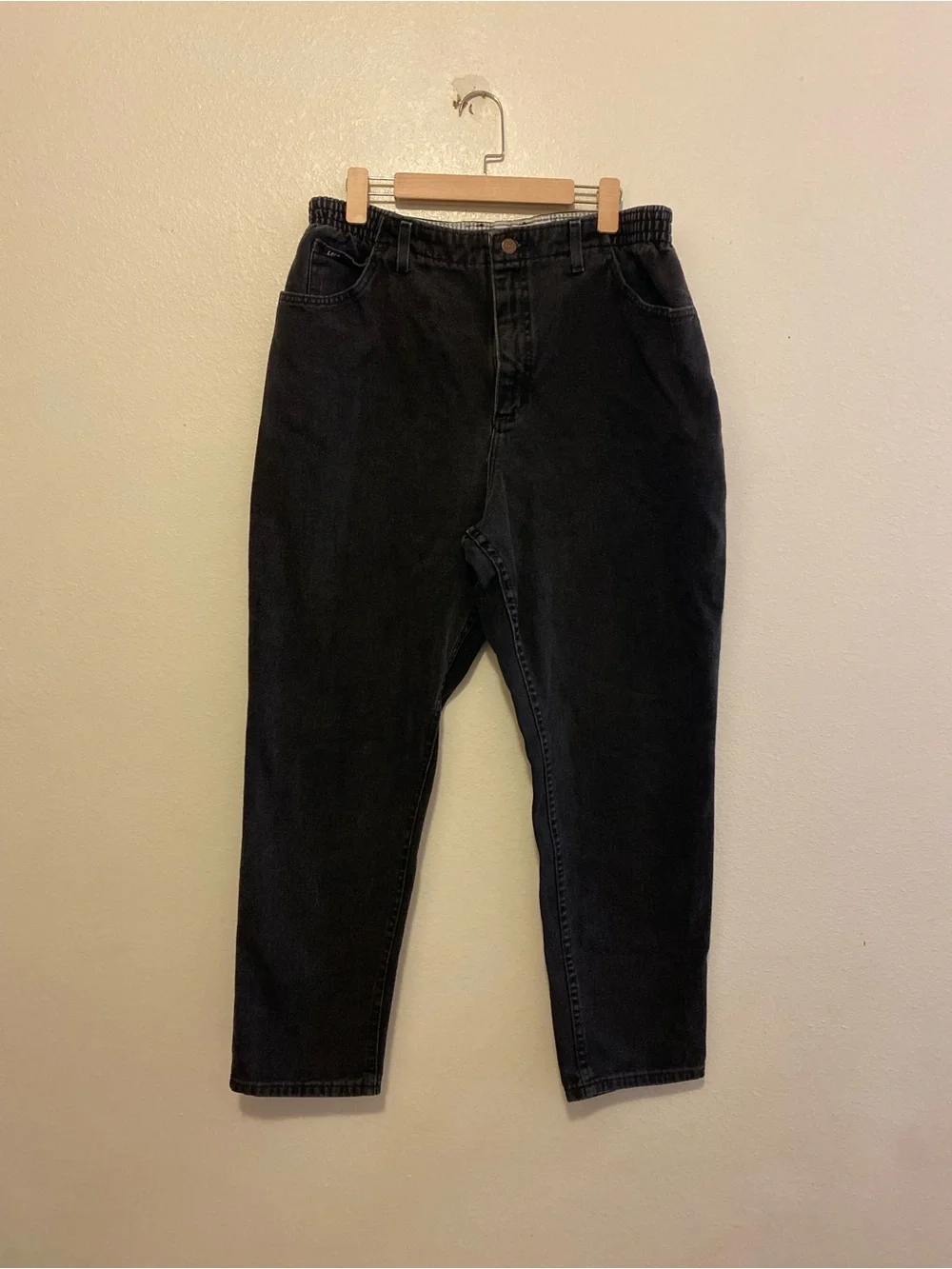 Lee Black Denim Jeans with Brass Zipper